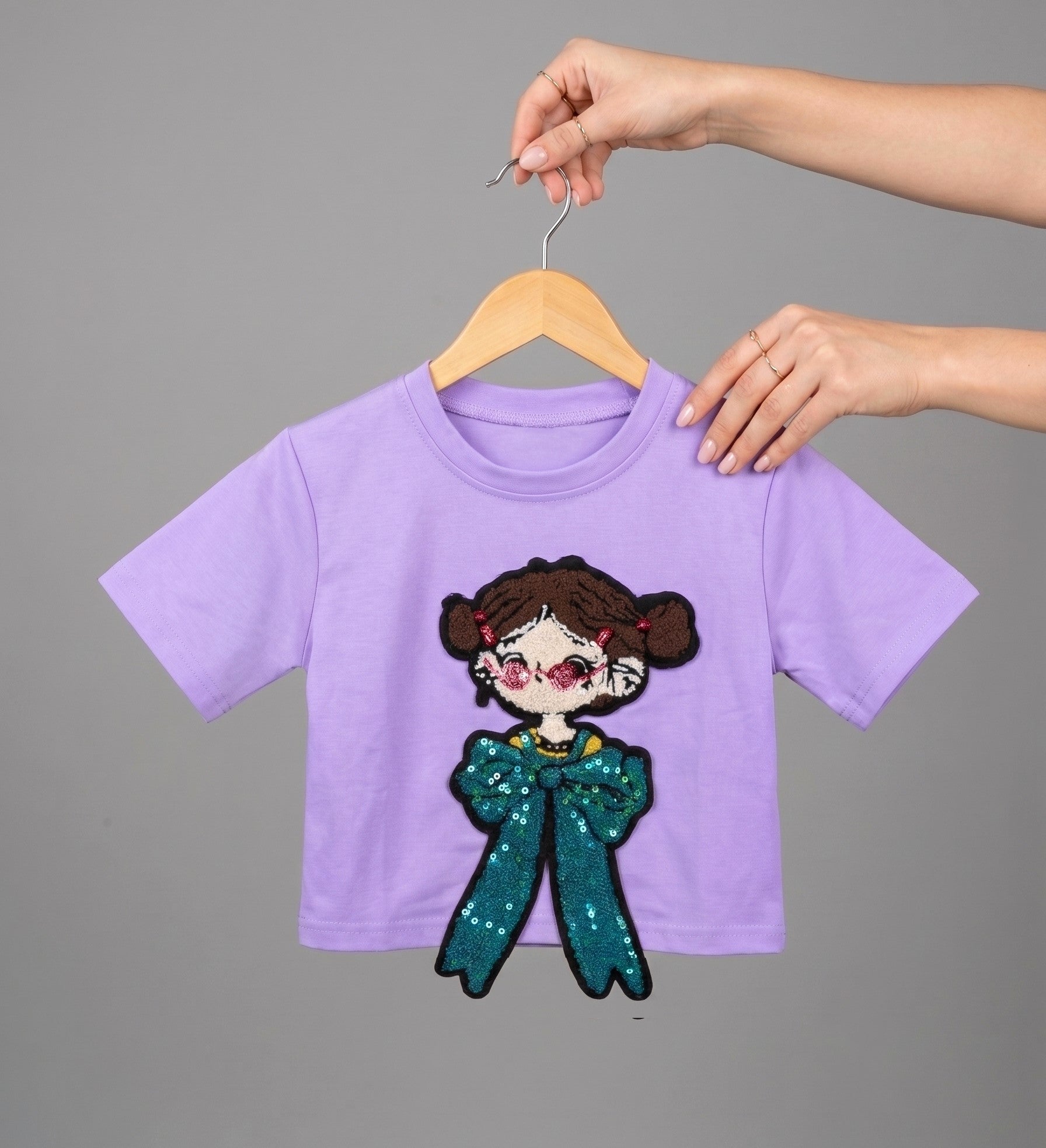 Girls Lavender Cartoon Applique Top [GT-8521] [4-12 year] – Kriss