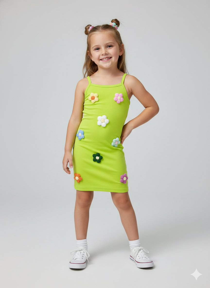 Girls Casual Neon Green Bodycon Dress [GT-5976] (3-12 Years)  Kriss n Kross