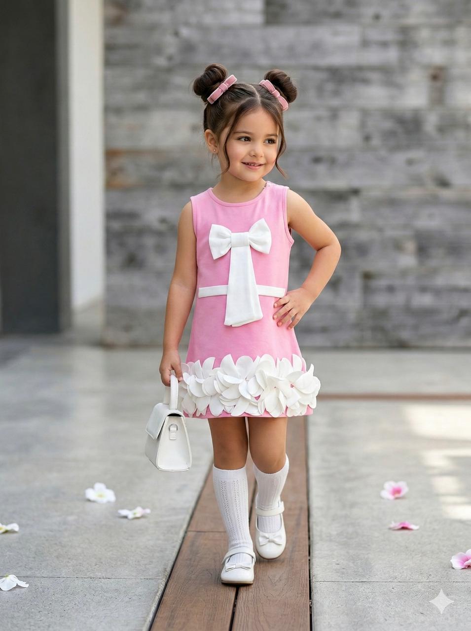 open lace back dress Girls Pink Party Wear One Piece Dress [GD-6355] (2-6 Years) – Kriss n Kross