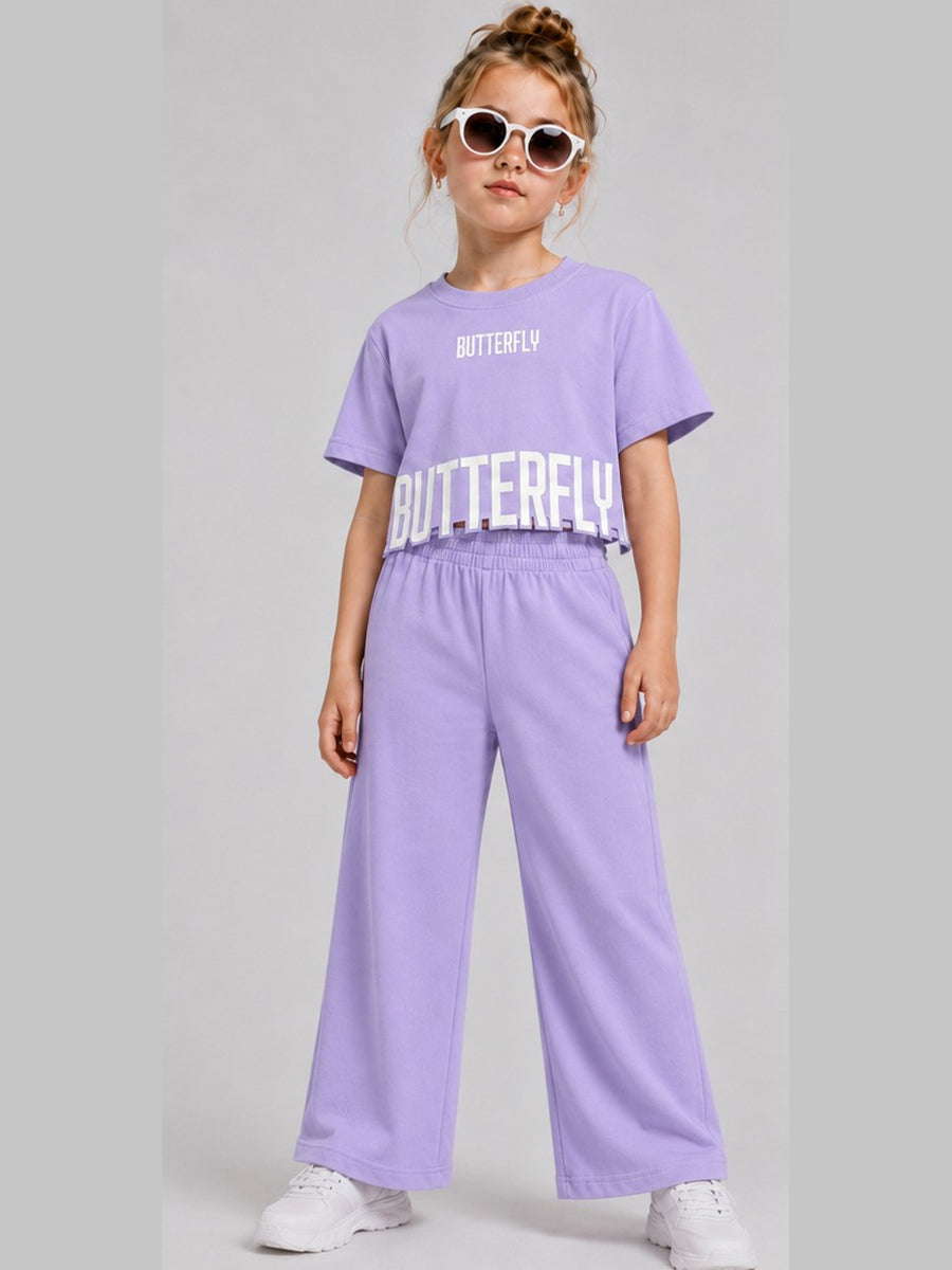 Girls Lavender Butterfly Co-ord Set [GCS-1E-5647] (4-12 Years)