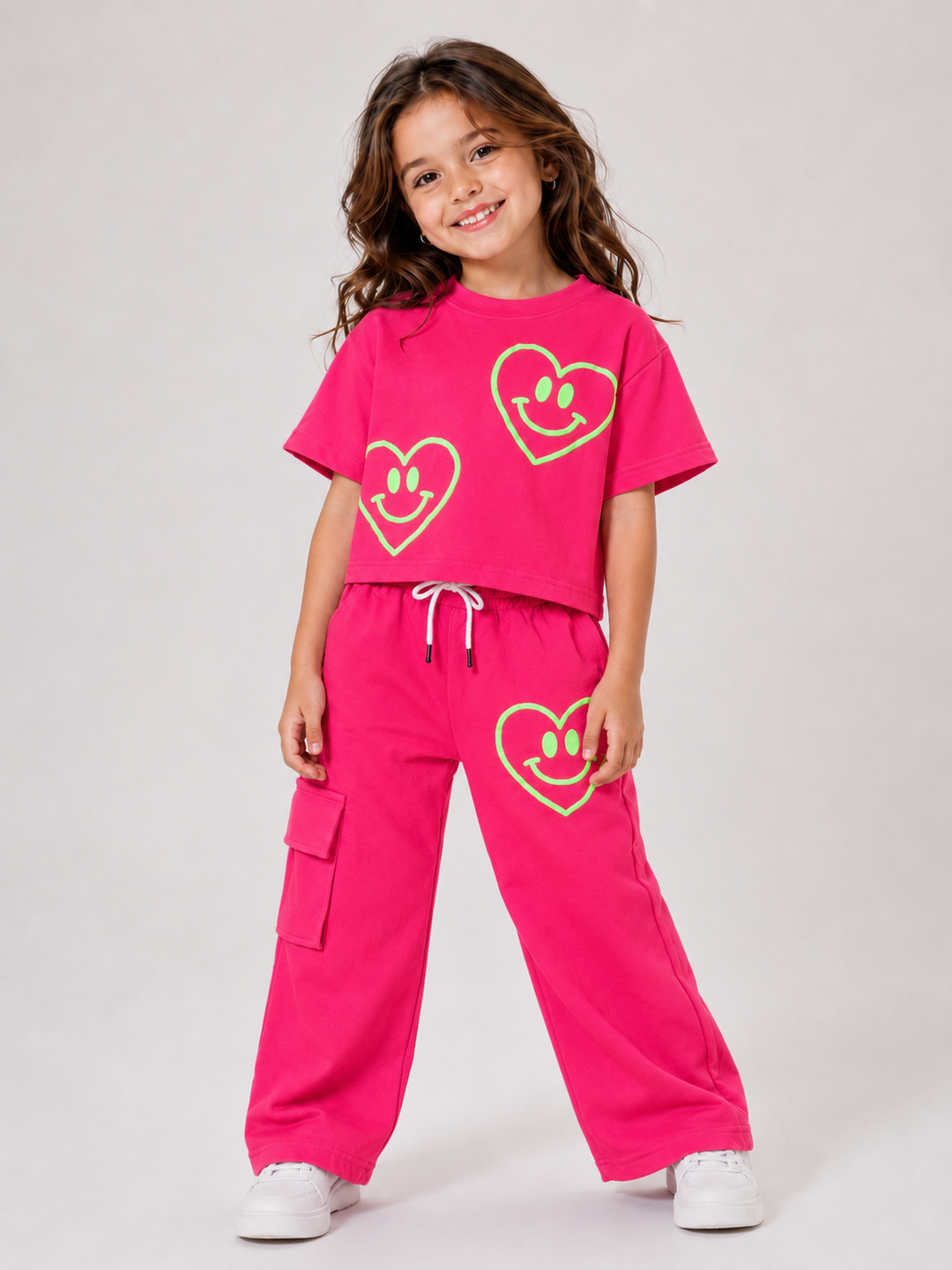 Girls Hot Pink Casual Co-Ord Set [GCS-3E-4877] (4-12 Years)