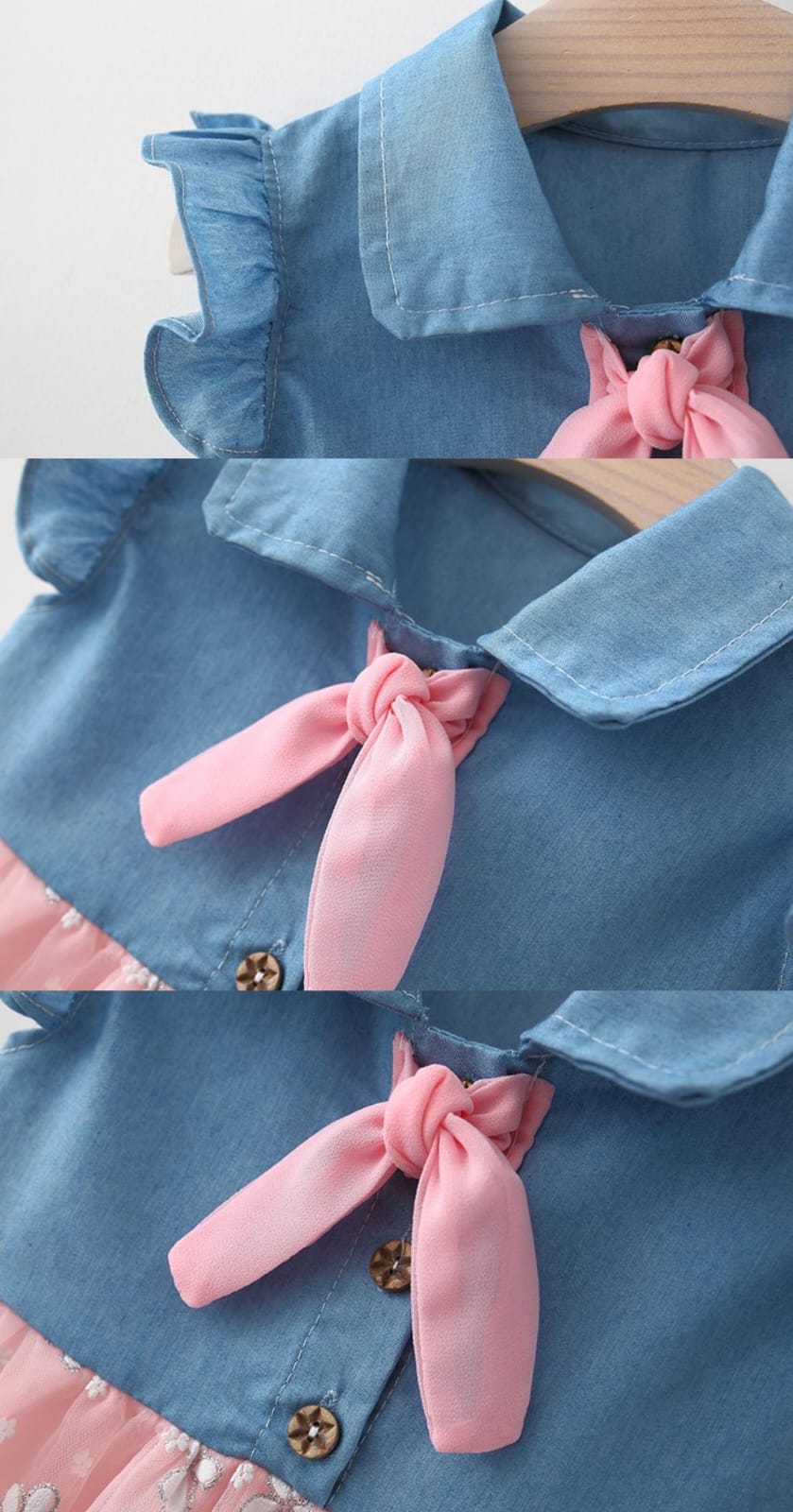 Girls Pink Denim Frock With Hat [GF-6364] (6M - 3 Years)
