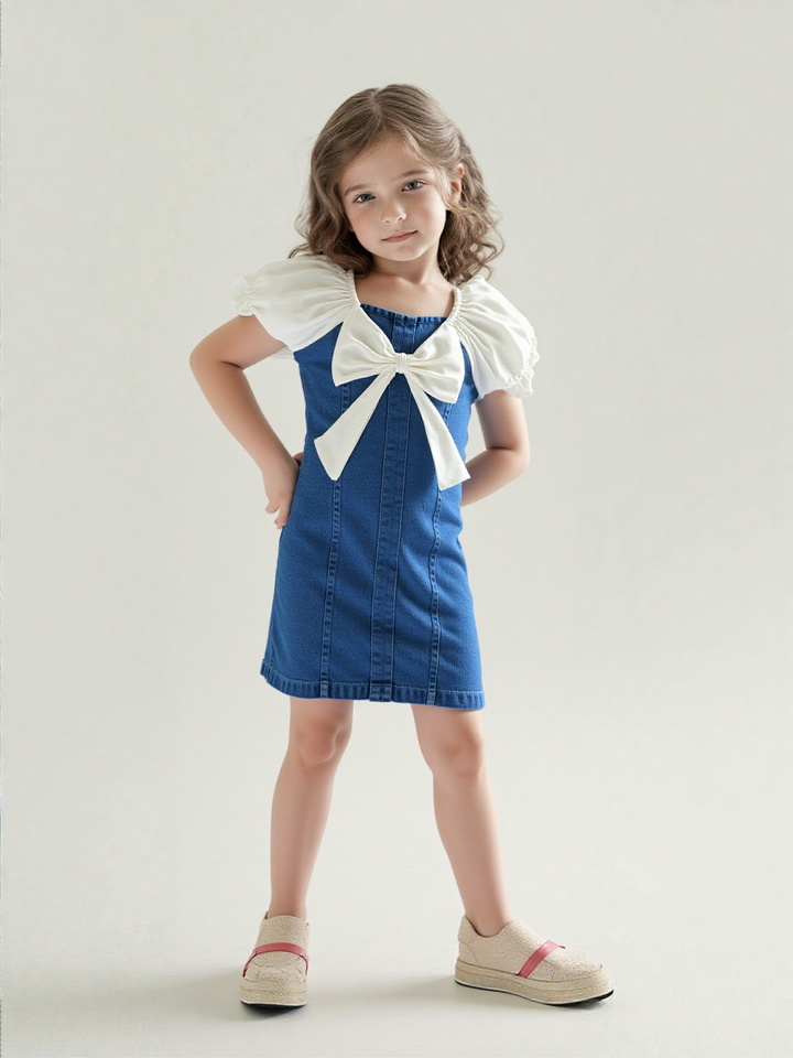Girls Dark Denim Dress [GD-7486] (3-12 Years)