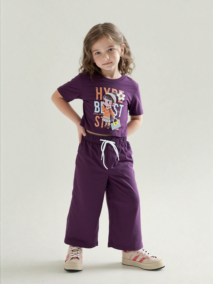 Girl's Wine Co-Ord Set  [GCS-7309] (4-12 Years)