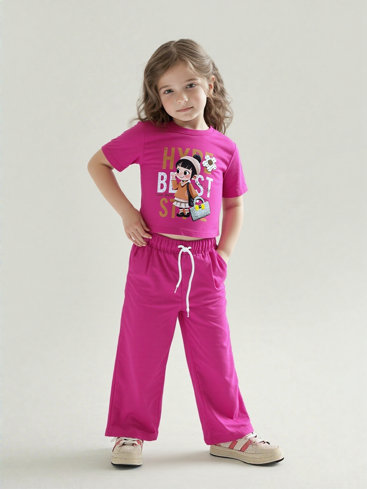 Girl's Hot Pink Co-Ord Set  [GCS-7314] (4-12 Years)