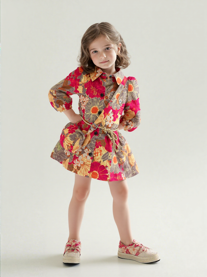 Girls Imported One-Piece Dress With Purse [GD-7287] (1-6Years)