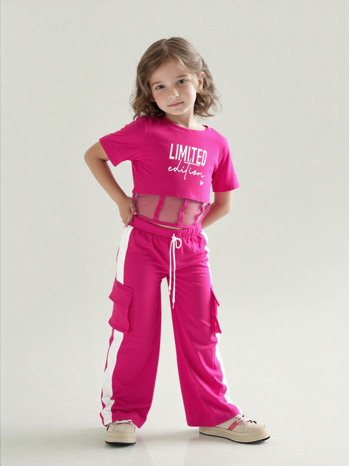Girl's Hot Pink Funky Co-Ord  Set [GCS-7258](4-12 Years)