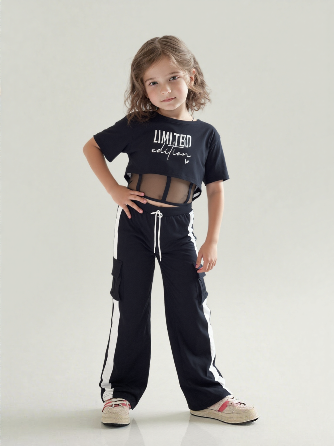 Girl's Black Funky Co-Ord Set [GCS-7255](4-12 Years)