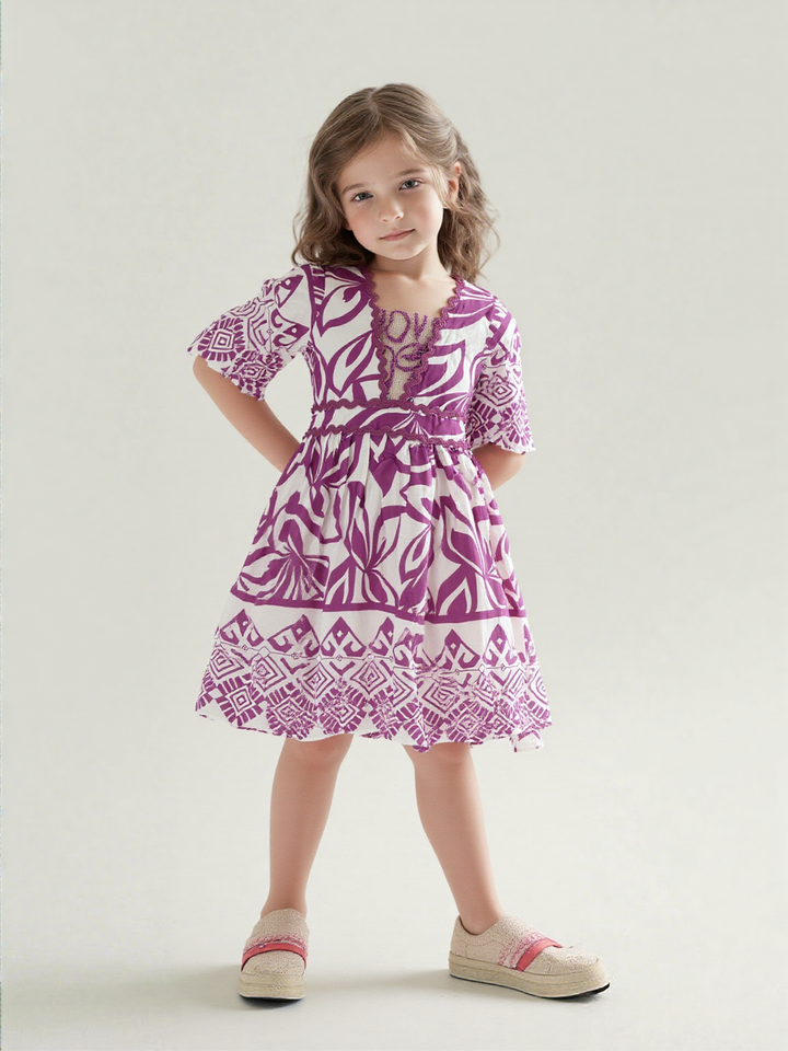 Girls Cotton Printed Dress [GD-7253] (4-12 Years)