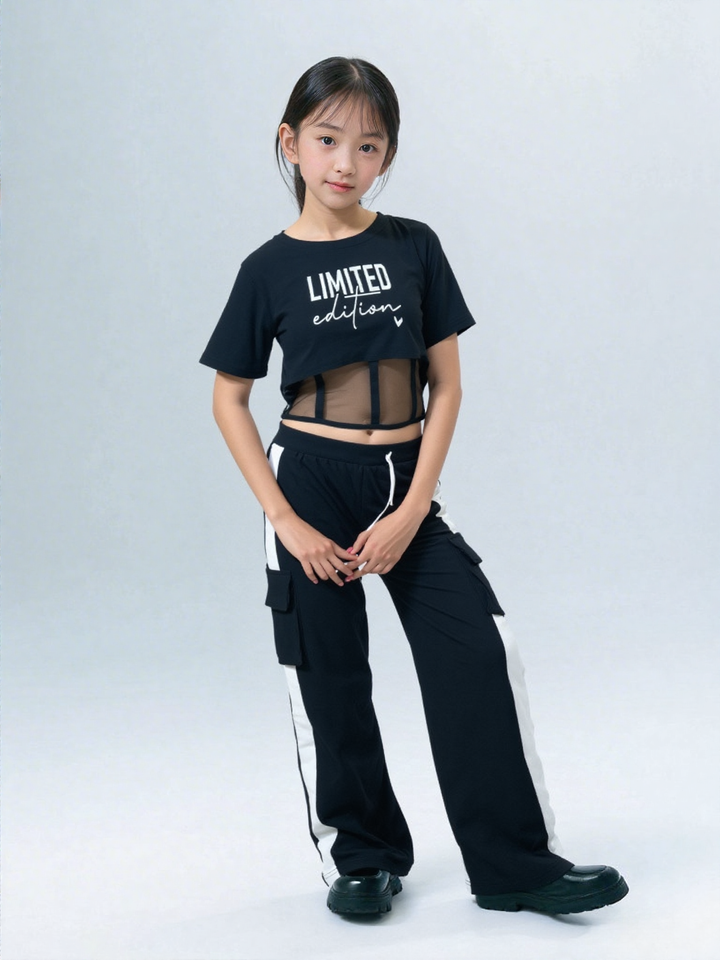 Girl's Black Funky Co-Ord Set [GCS-7255](4-12 Years)