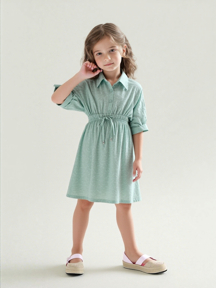 Girls Sea-Green Party Wear Embellished One-Piece  [GD-7211] (4-12 Years)
