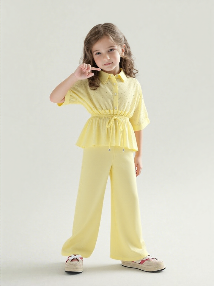 Girl's Party Wear Yellow Co-Ord Set [GCS-7202](4-12 Years)