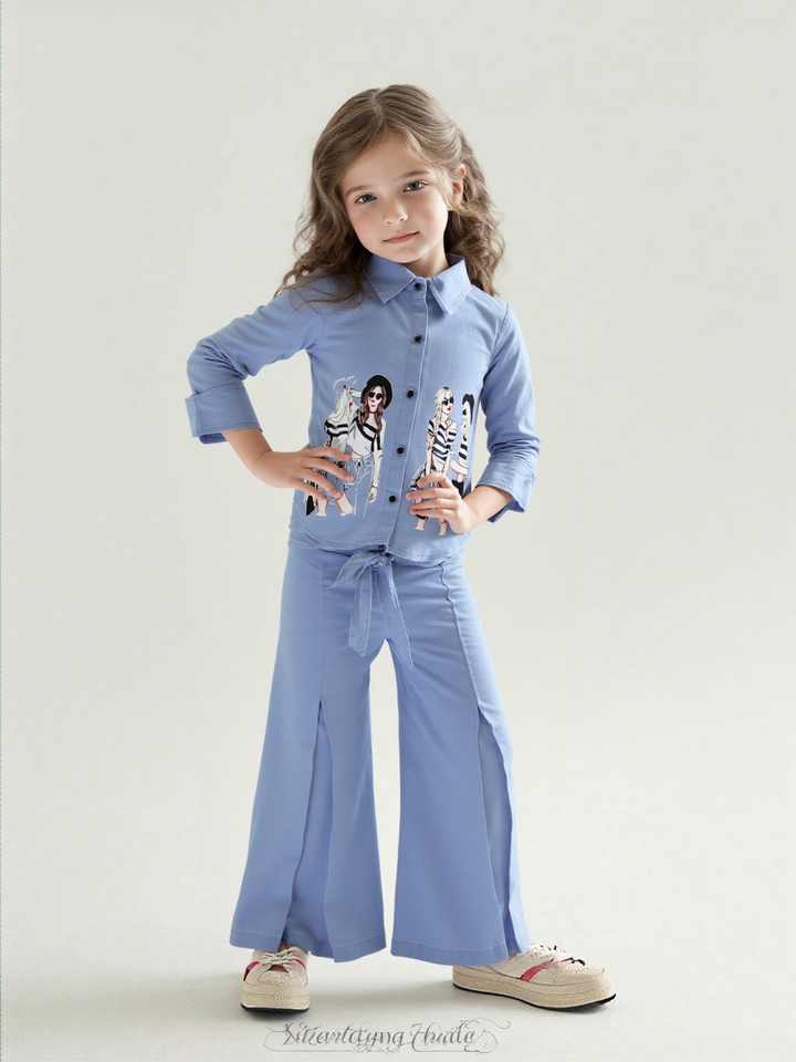 Girl's Denim Co-Ord Set [GCS-9697] (1-12 Years)