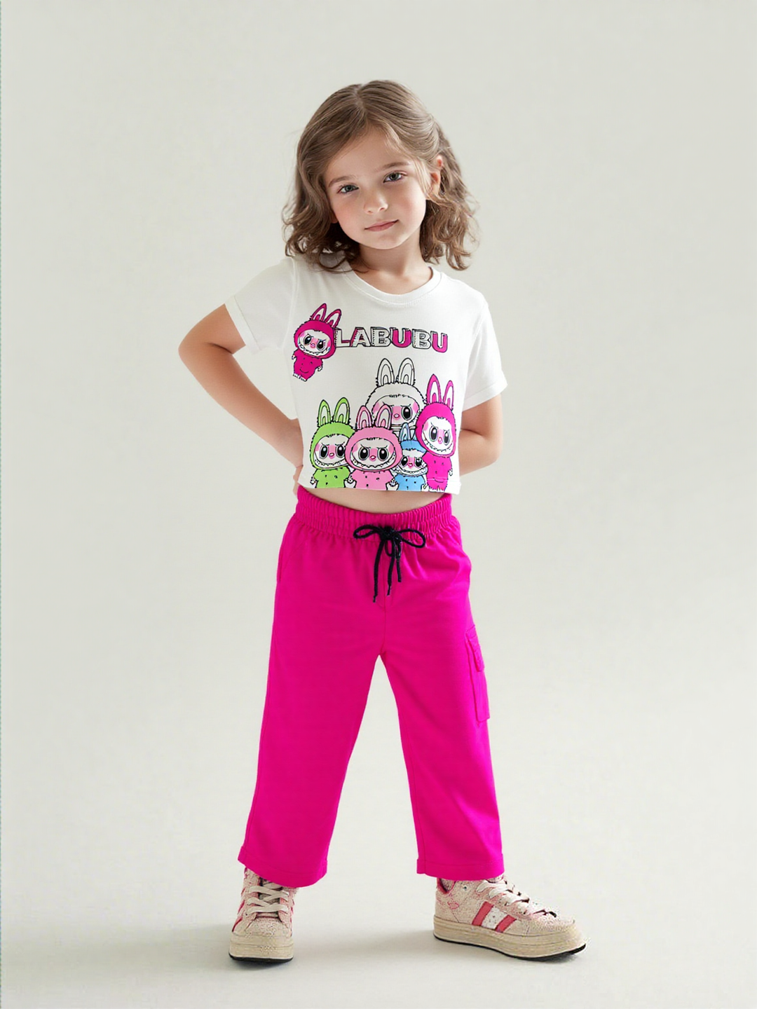 Girl's Labubu Hot Pink Co-Ord Set [GCS-7138] (4-12 Years)