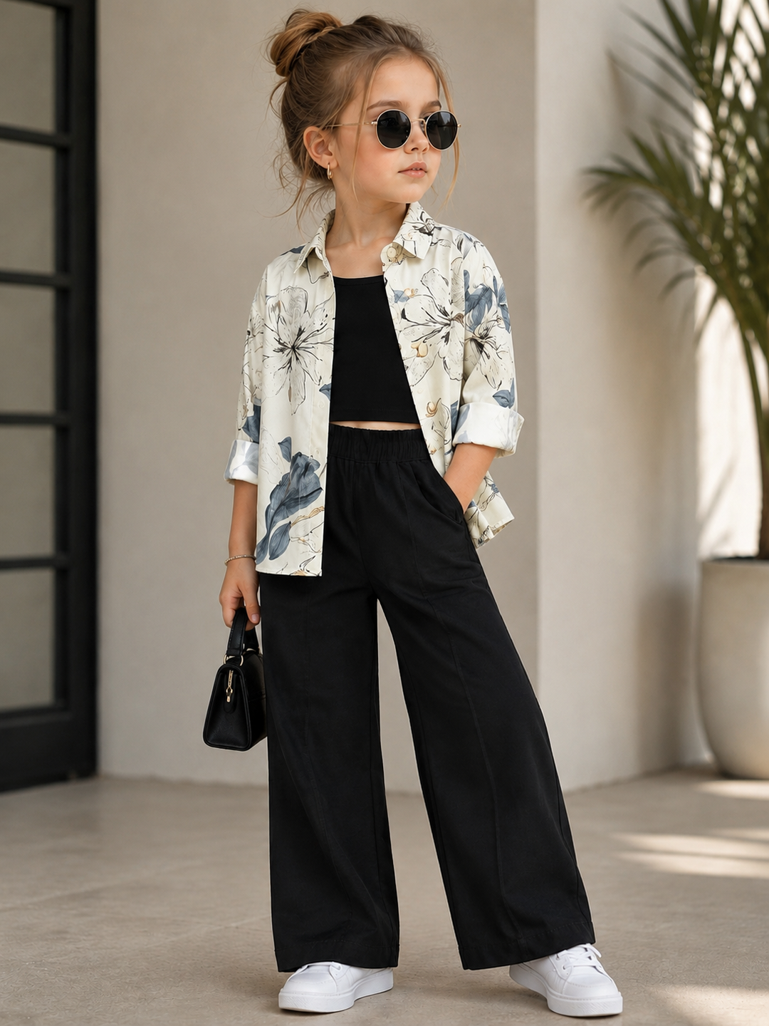 Girls 3 Piece White Printed Co-Ord Set [GCS-5G-5116] (4-12Years)