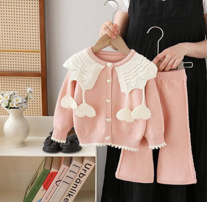 Girls Korean Knitted Winter Co-Ord Set [GCS-6341](1-6 Years)
