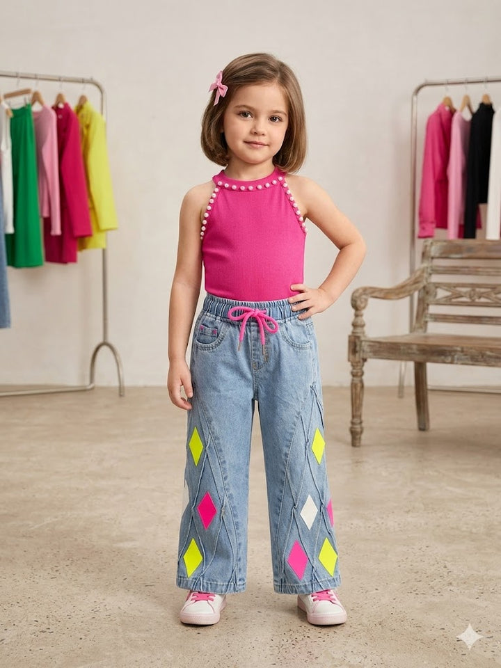 Girls Wide Leg Light Blue Jeans (Only Jeans)[GJ-1112] (1-12Years)
