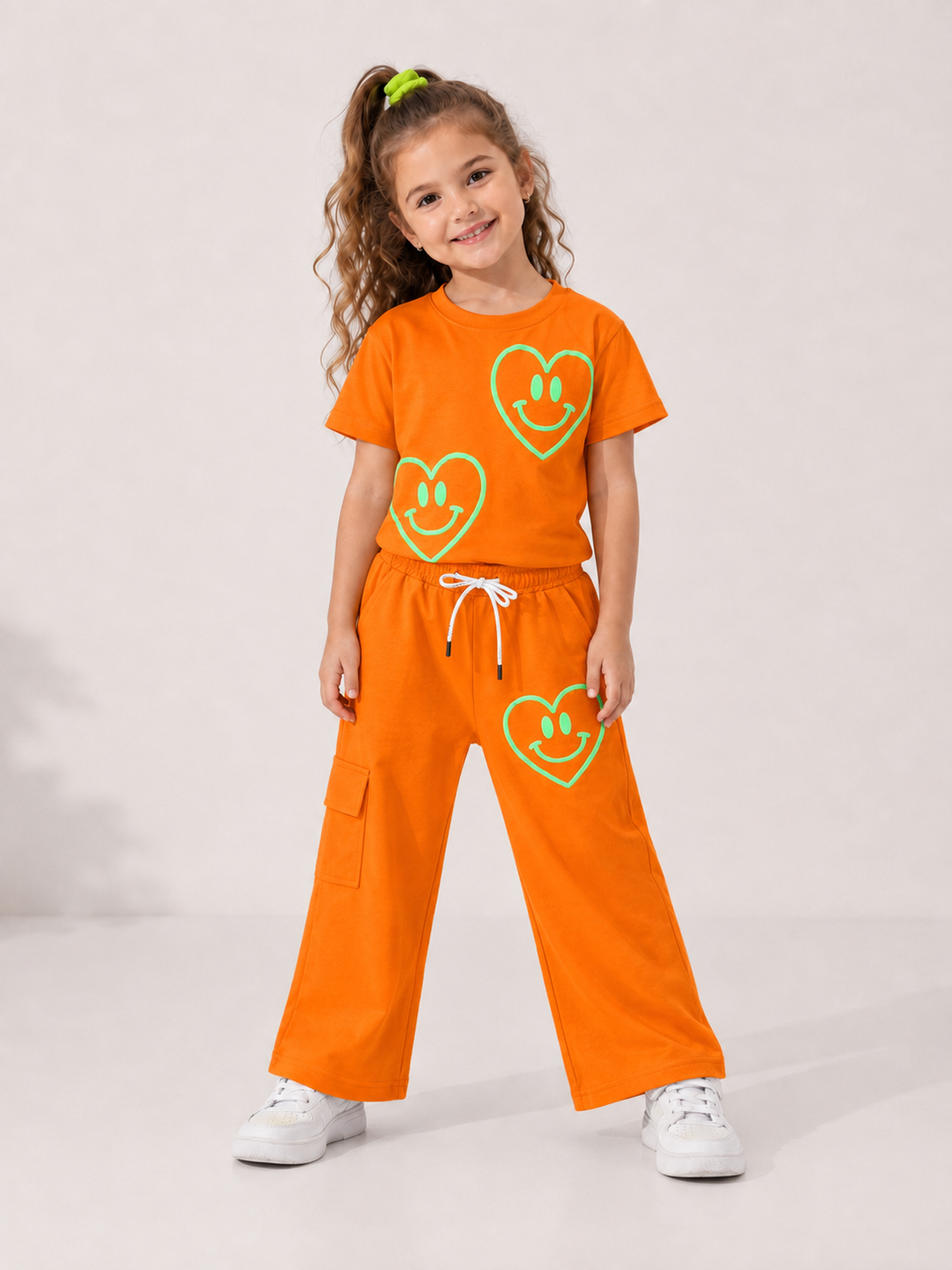 Girls Casual Orange Co-Ord Set [GCS-1C-4895] (4-12 Years)