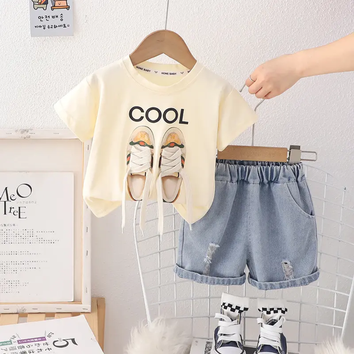 Boys Cream Imported Co-Ord Set [BT -2018] [1-6 Years]