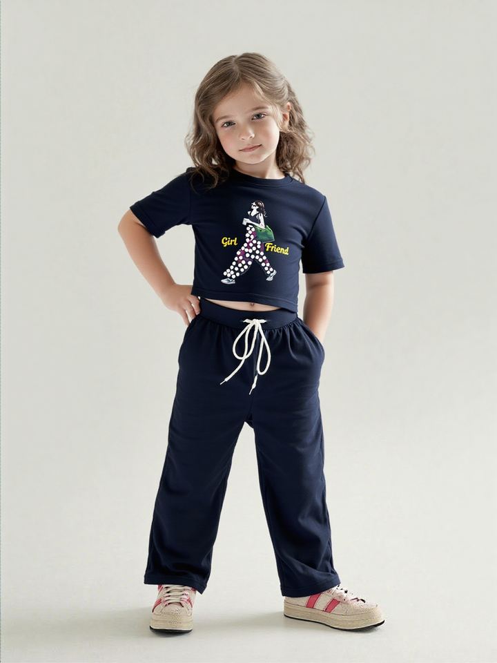 Girl's Black Pearl Causal Co-Ord  Set [GCS-7462](4-12 Years)