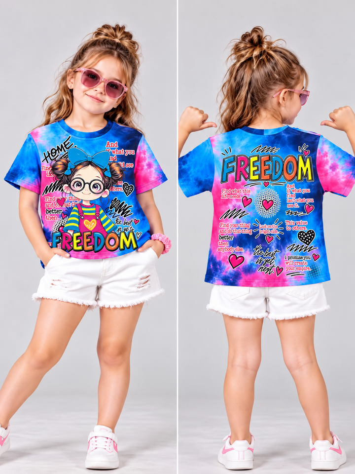 Girls Tye-Dye Digital Printed T-Shirt [ONLY T-SHIRT] [GT-4K-3222] [4-12 year]