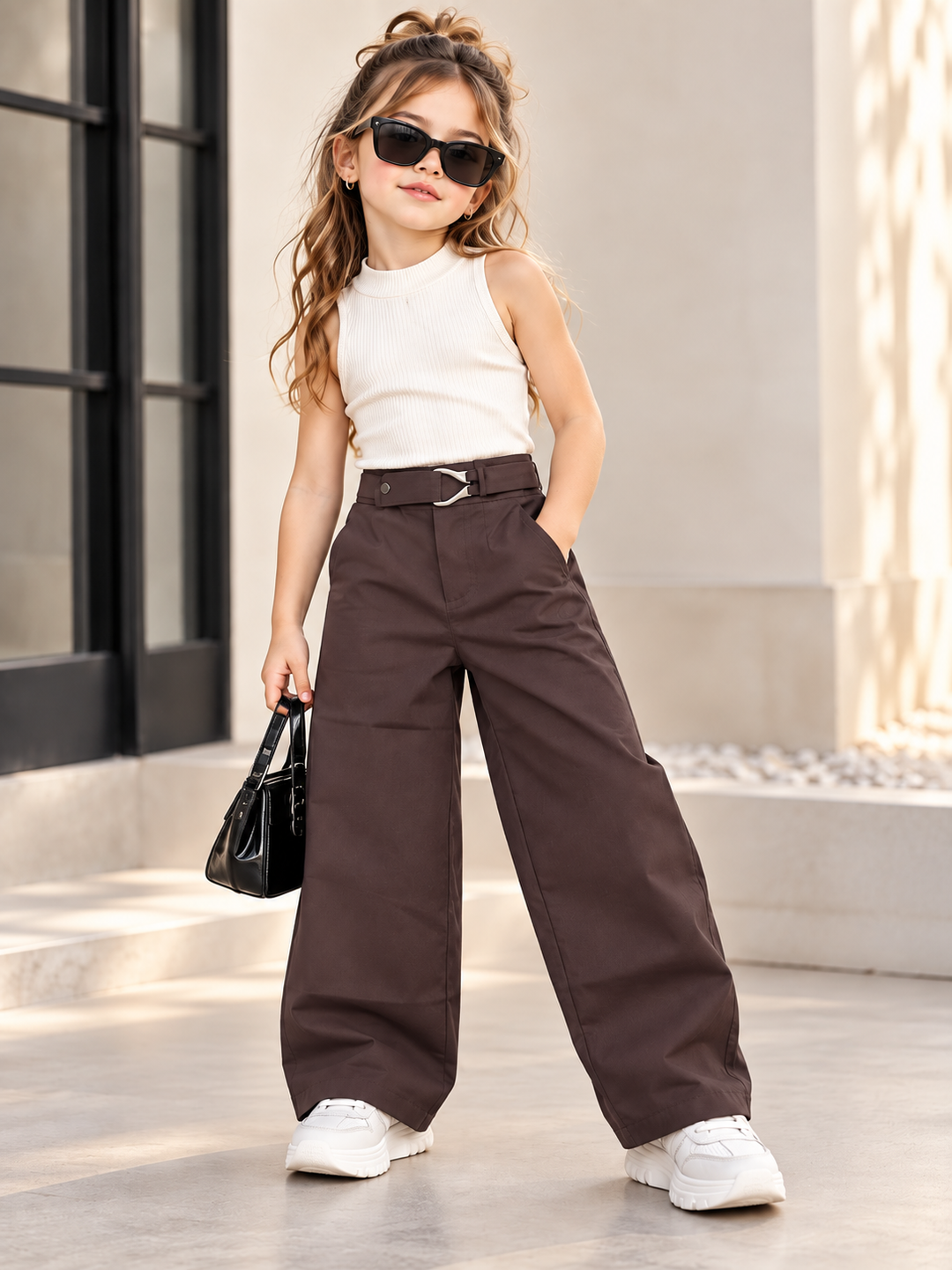 Girls Brown Korean Pant [ONLY PANT] [GJ-4F-5662] (4-12Years)
