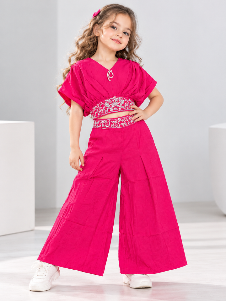 Girl's Party Wear Hot Pink Co-Ord Set [GCS-3C-5196](3-10 Years)