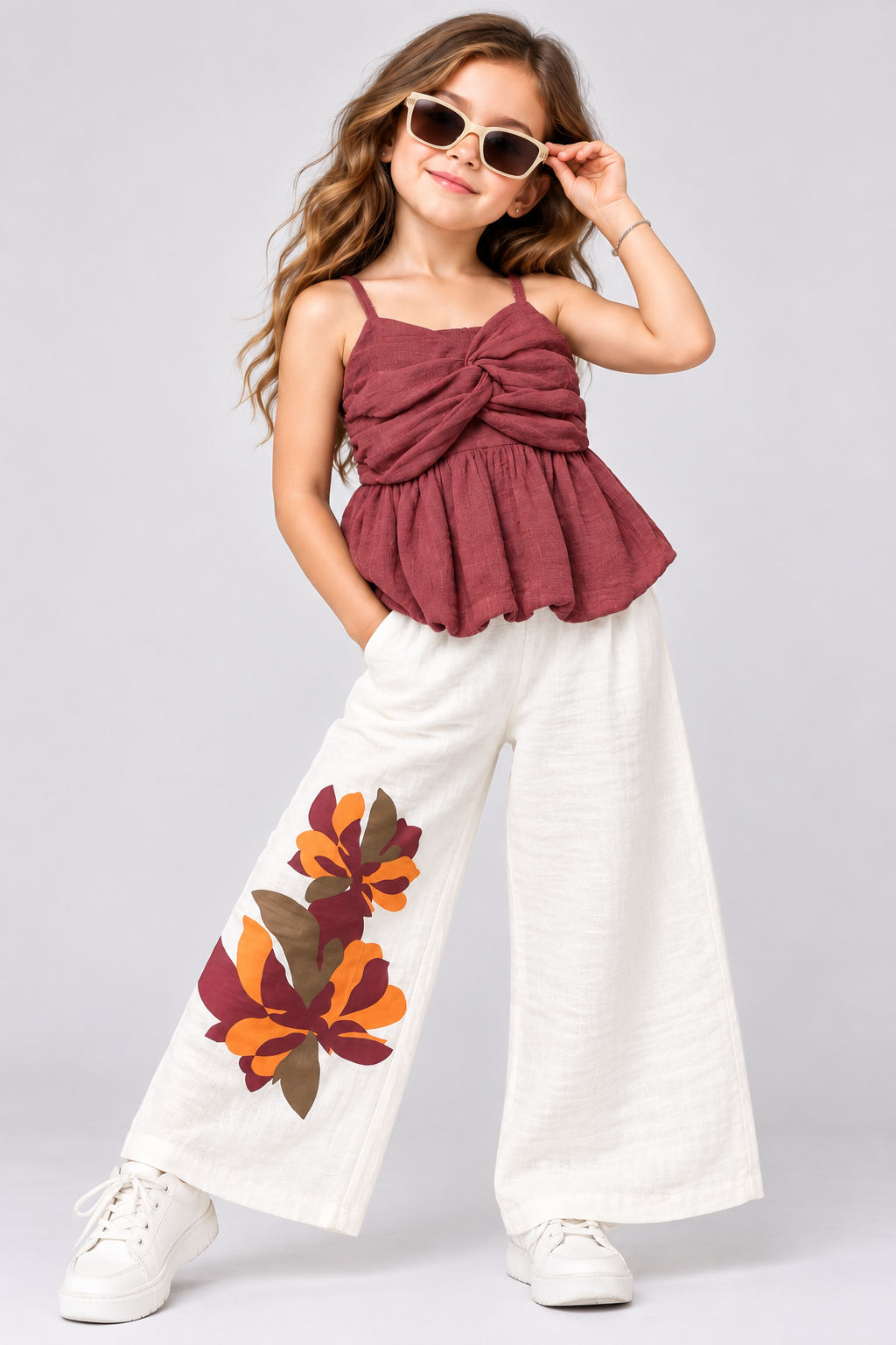 Girls Rustic Floral Charm Co-Ord Set [GCS-6K-7566] (4-12 Years)