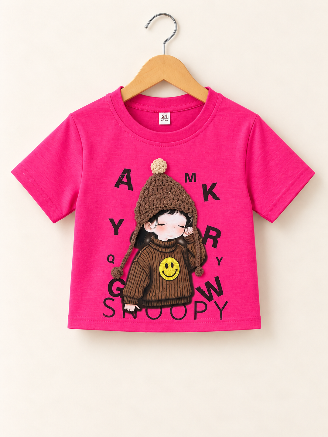 Girls Pink Beanie Tee [GT-2K-4972] [4-12 year]