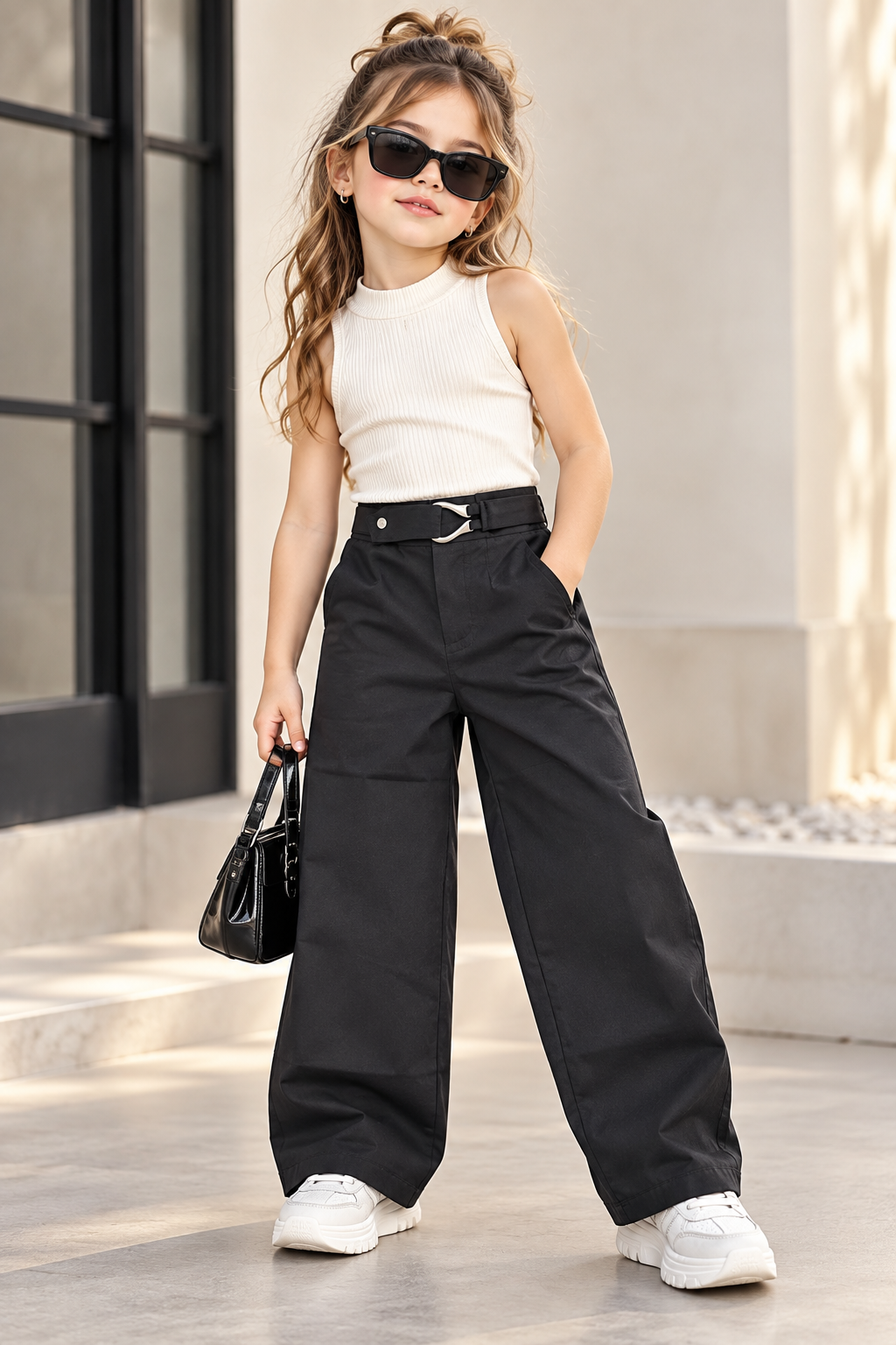 Girls Black Korean Pant [ONLY PANT] [GJ-3H-0553] (4-12Years)