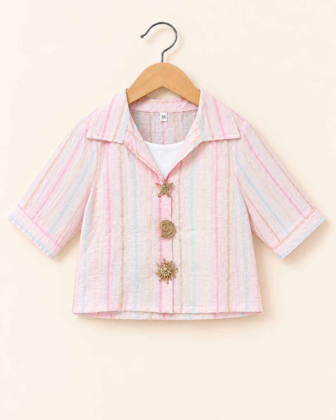 Girls Pink Striped Top With Inner [ONLY TOP] [GT-5K-7125] [4-12 year]