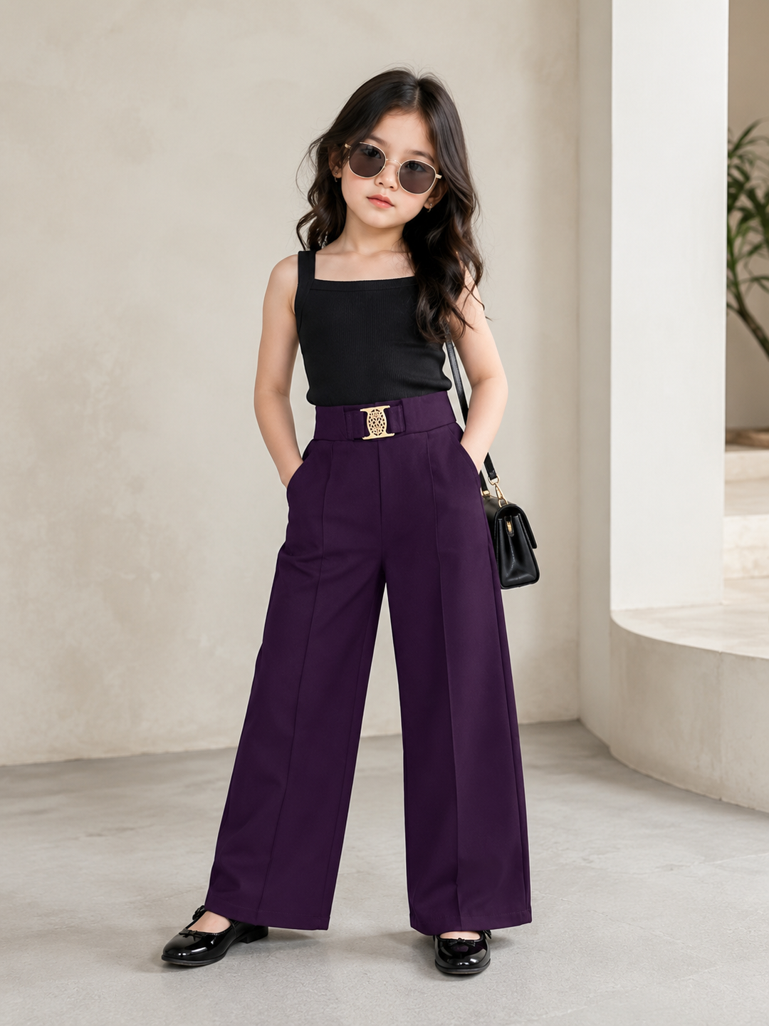 Girls Wine Korean Pant [ONLY PANT] [GJ-3D-9890] (4-12Years)