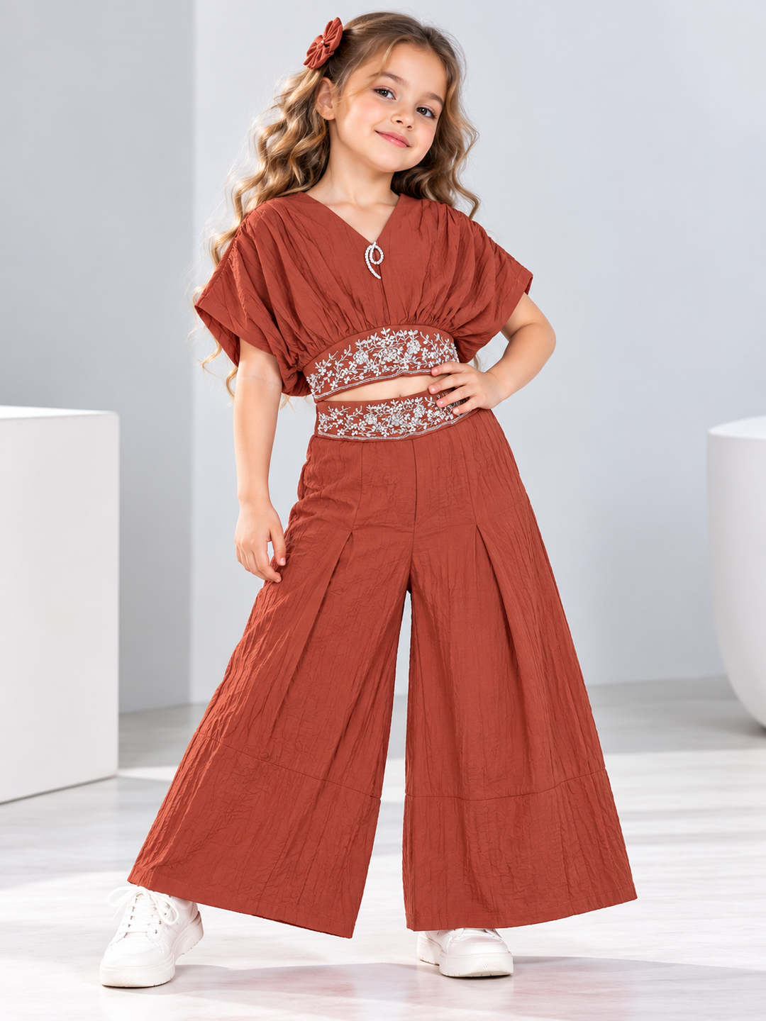 Girl's Party Wear Rust Co-Ord Set [GCS-3B-9601] (3-10 Years)