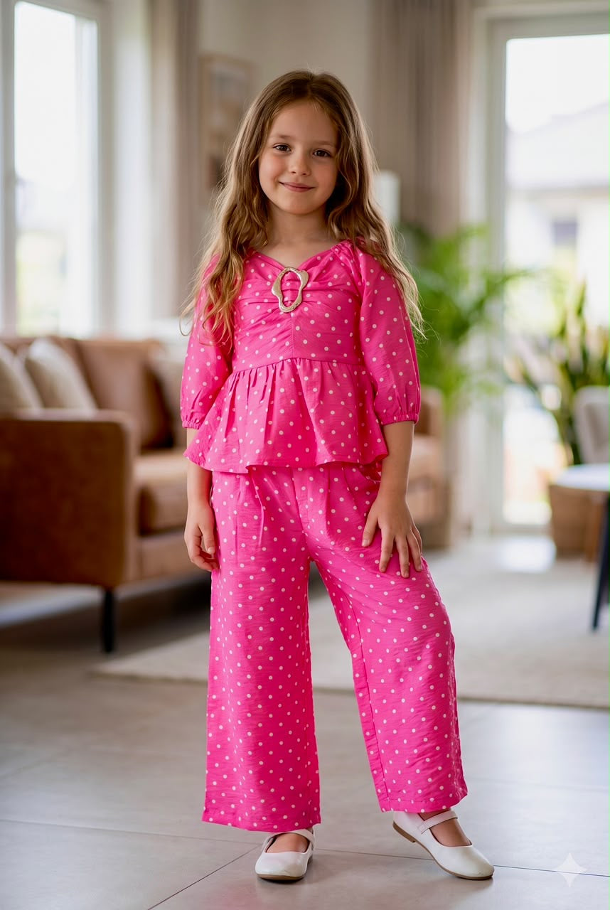 Girls Candy Pop Peplum Co-Ord Set [GCS-2K-4370] (4-12 Years)
