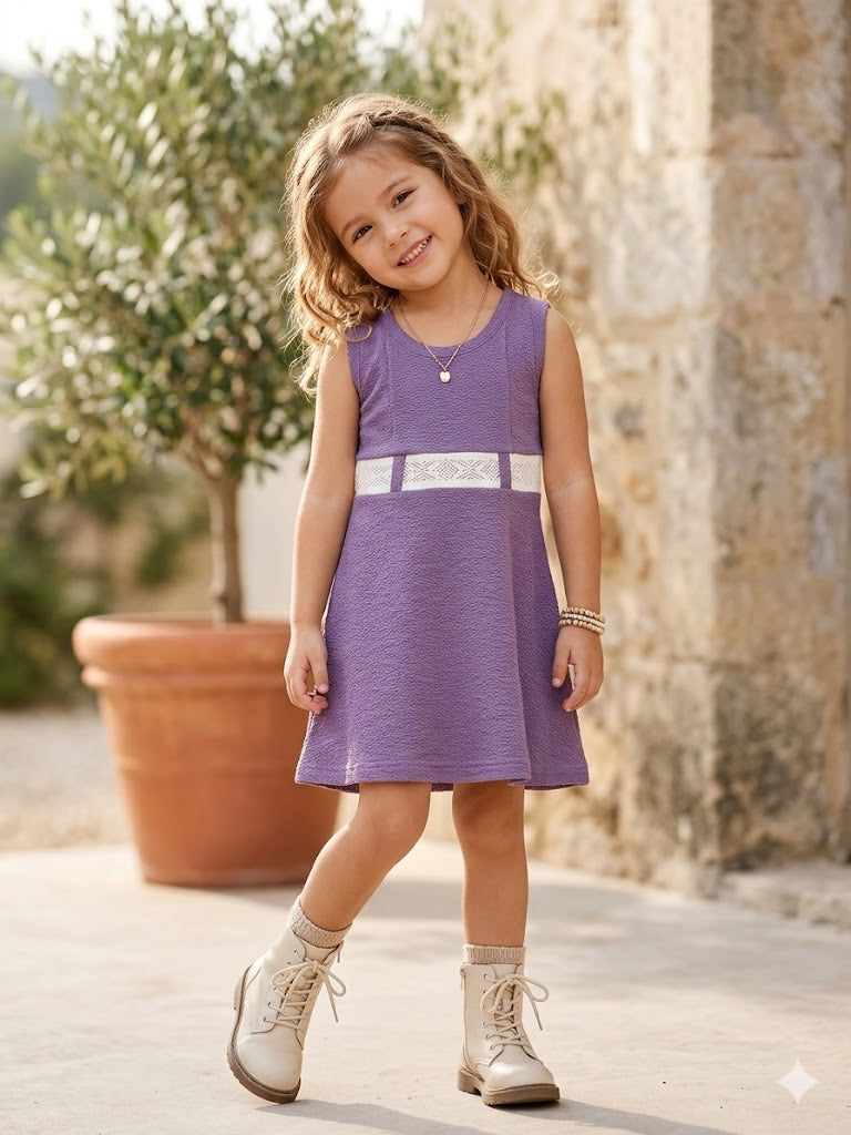 Girls Purple Imported Crush Dress (Without Bag) [GD-5780] (1-6Years)