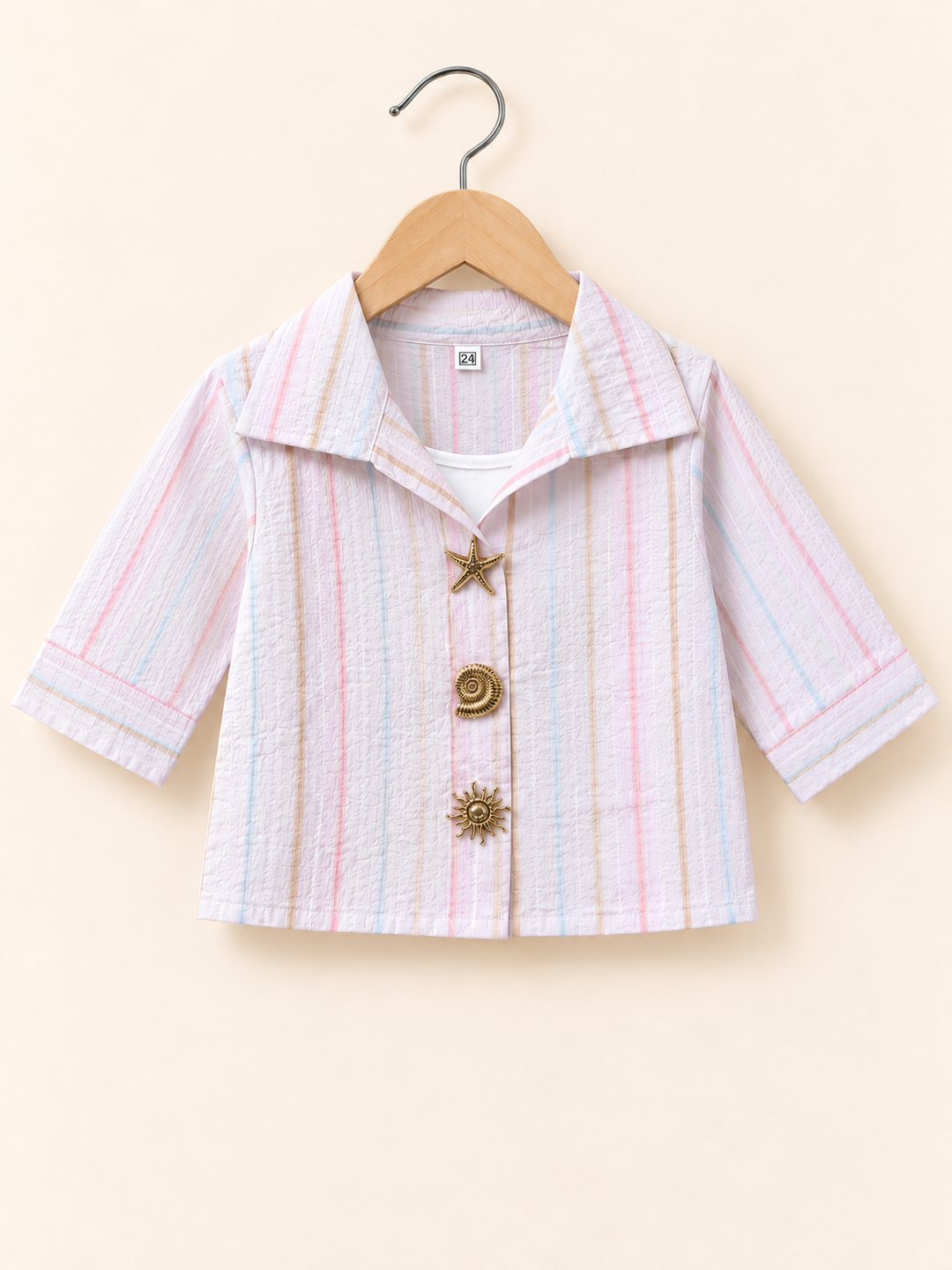 Girls Lilac Striped Top With Inner [ONLY TOP] [GT-1B-7555] [4-12 year]