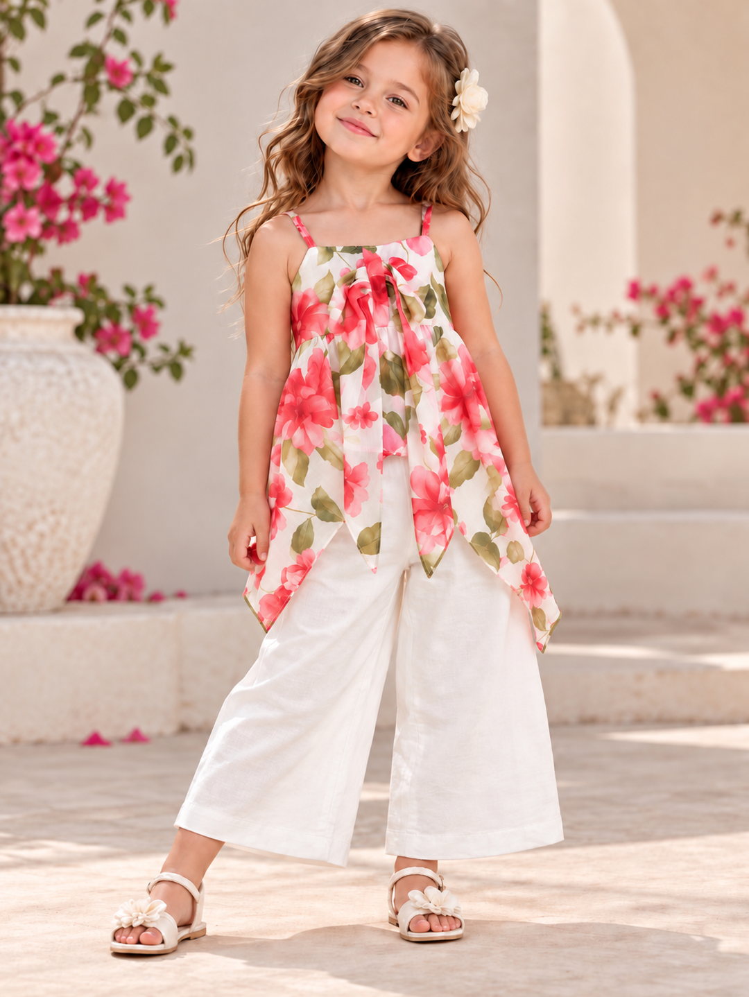 Girls Floral Palazzo Co-Ord Set [GCS-3C-4630] (4-12 Years)