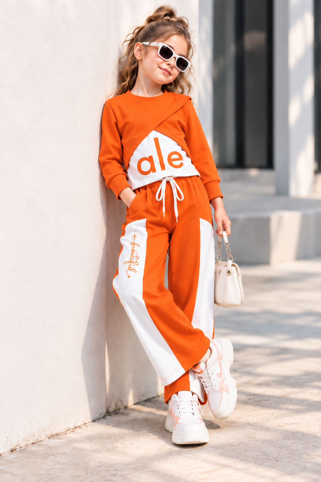 Girls Orange Layered Co-ord Set [GCS-1D-2669] (4-12 Years)
