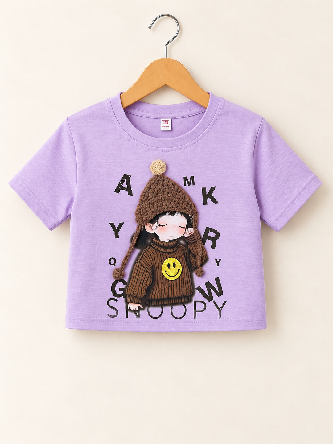 Girls Lavender Beanie Tee [GT-5D-9140] [4-12 year]