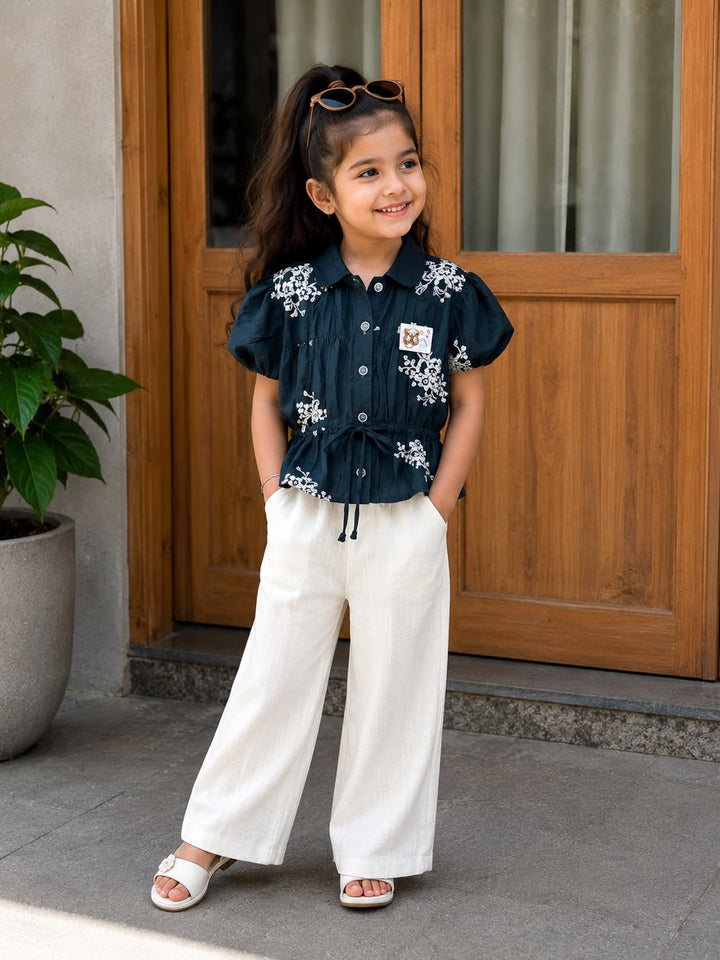 Girls Airforce Embroidered Co-Ord Set [2H-8866] (4-12 Years)