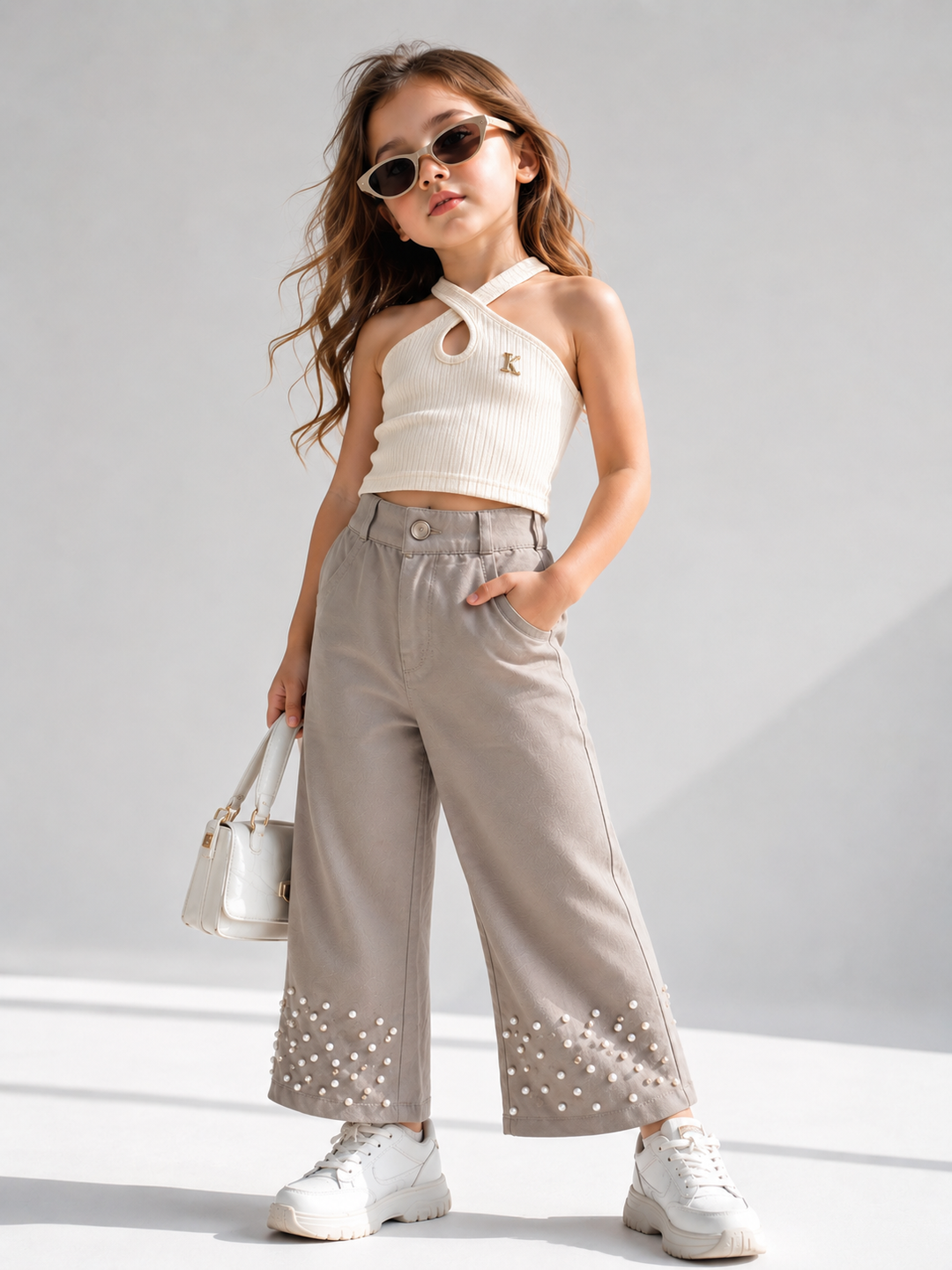 Girls Korean Pearl Embellished Pant [ONLY PANT] [GJ-4D-8512] (4-12Years)