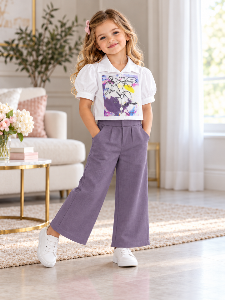 Girl's Cotton Printed Co-Ord Set [GCS-1F-7331](4-12 Years)