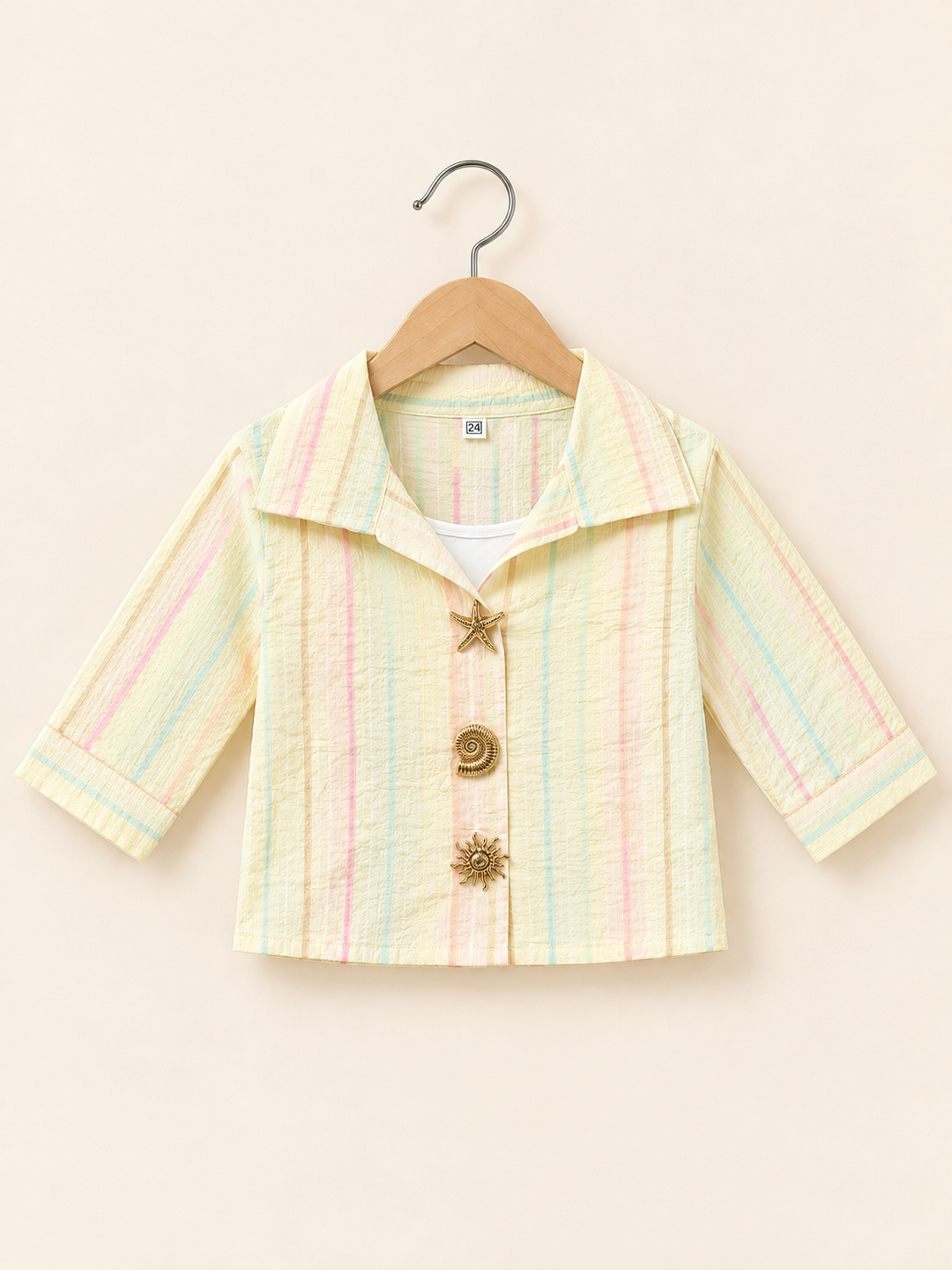 Girls Yellow Striped Top With Inner [ONLY TOP] [GT-6D-3214] [4-12 year]