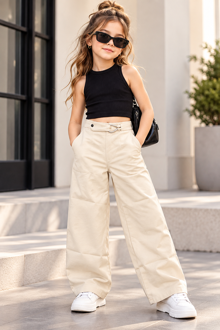 Girls Beige Korean Pant [ONLY PANT] [GJ-2K-9899] (4-12Years)