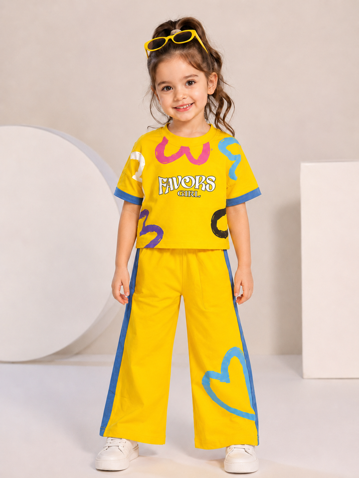 Girls Casual Yellow Co-Ord Set [GCS-4F-8796] (3-12Years)