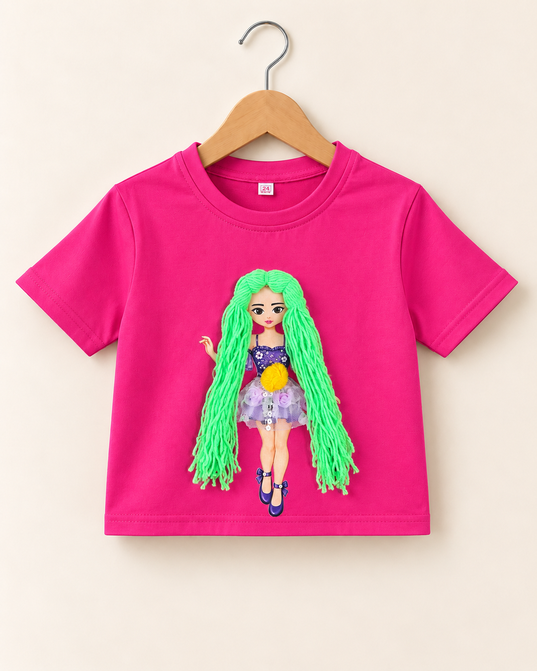 Girls Hot Pink Braid Doll Top [GT-R-0259] [4-12 year]