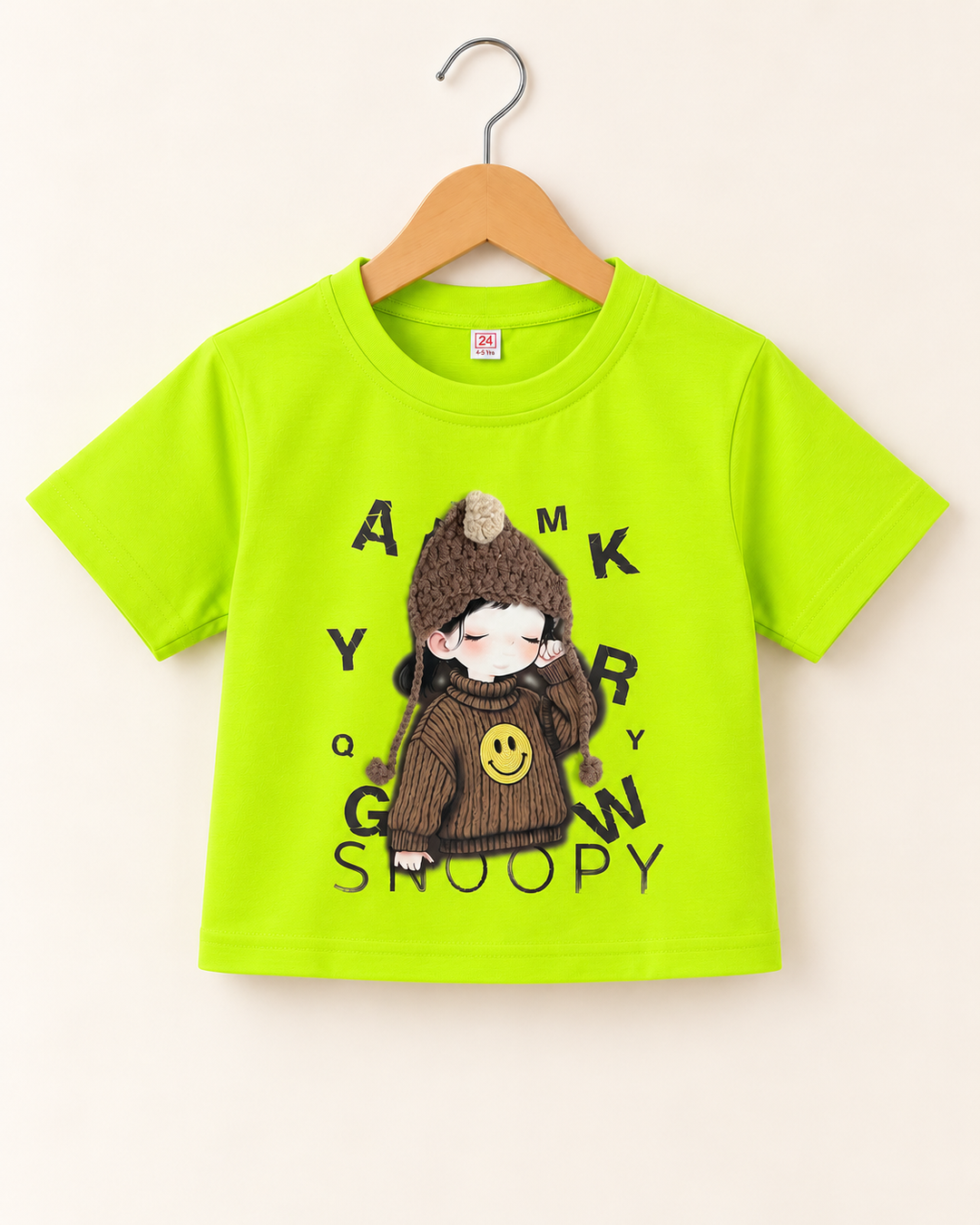 Girls Neon Green Beanie Tee [GT-6E-0900] [4-12 year]