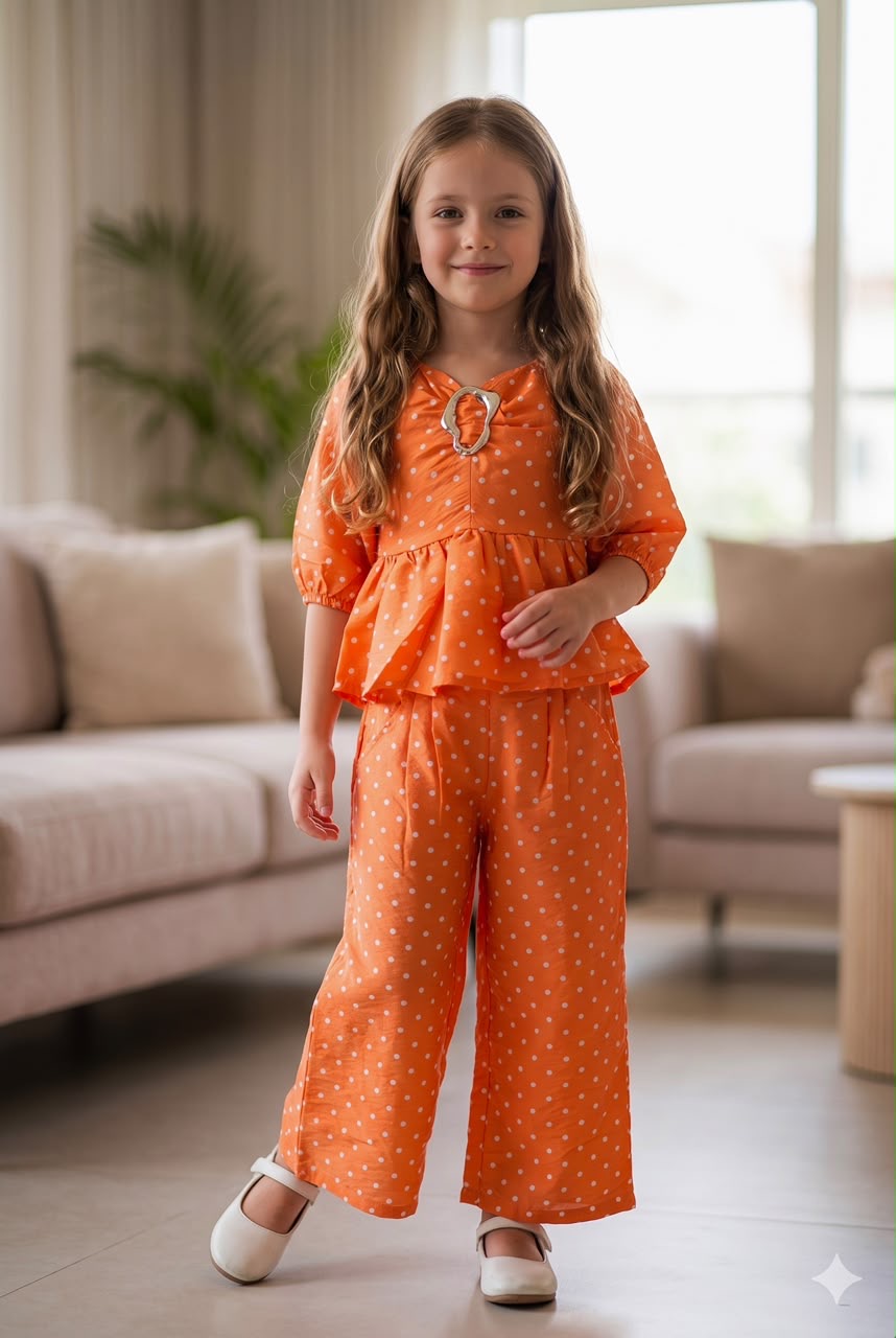 Girls Citrus Pop Peplum Co-Ord Set [GCS-5E-0799] (4-12 Years)