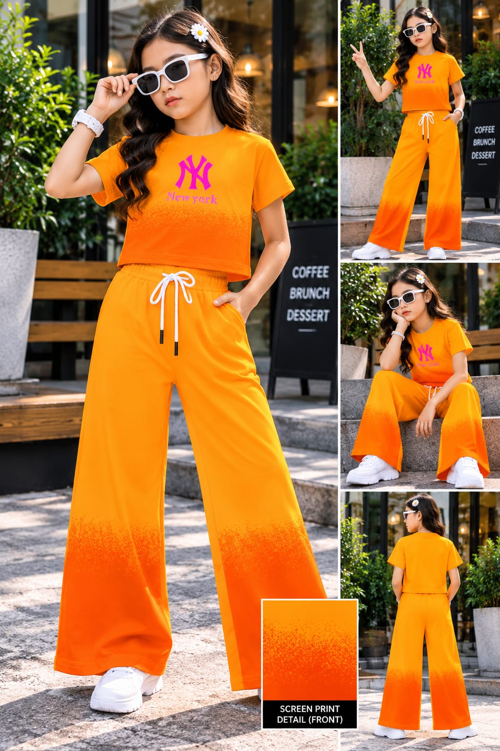 Girls NY Shaded Orange Co-ord Set [GCS-6G-9974] (4-12 Years)