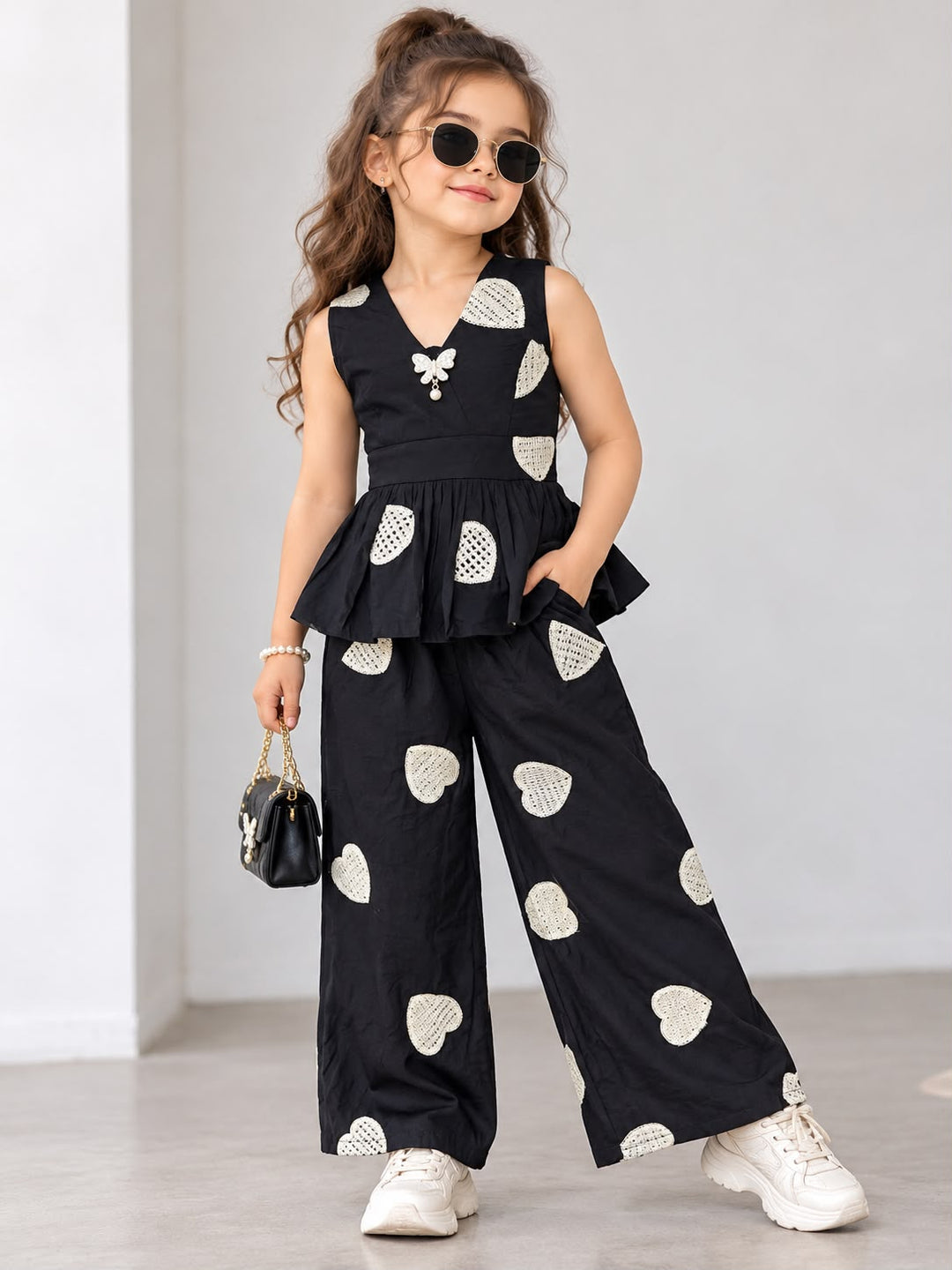 Girls Embroidered Black Halter Neck Co-Ord Set [GCS-5H-3241] (4-12 Years)